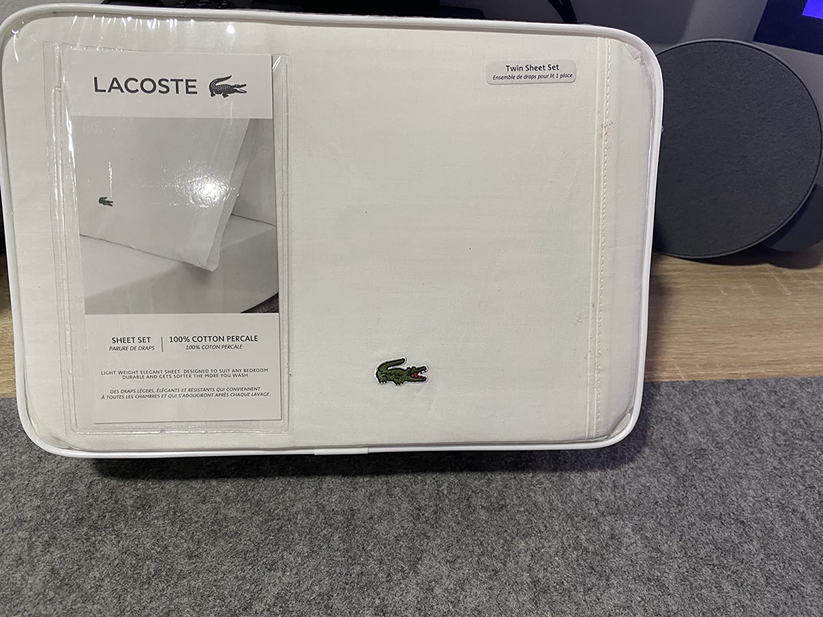 Lacoste 100% Cotton Percale 4-Piece Sheet Set, White, Queen customer photo 2