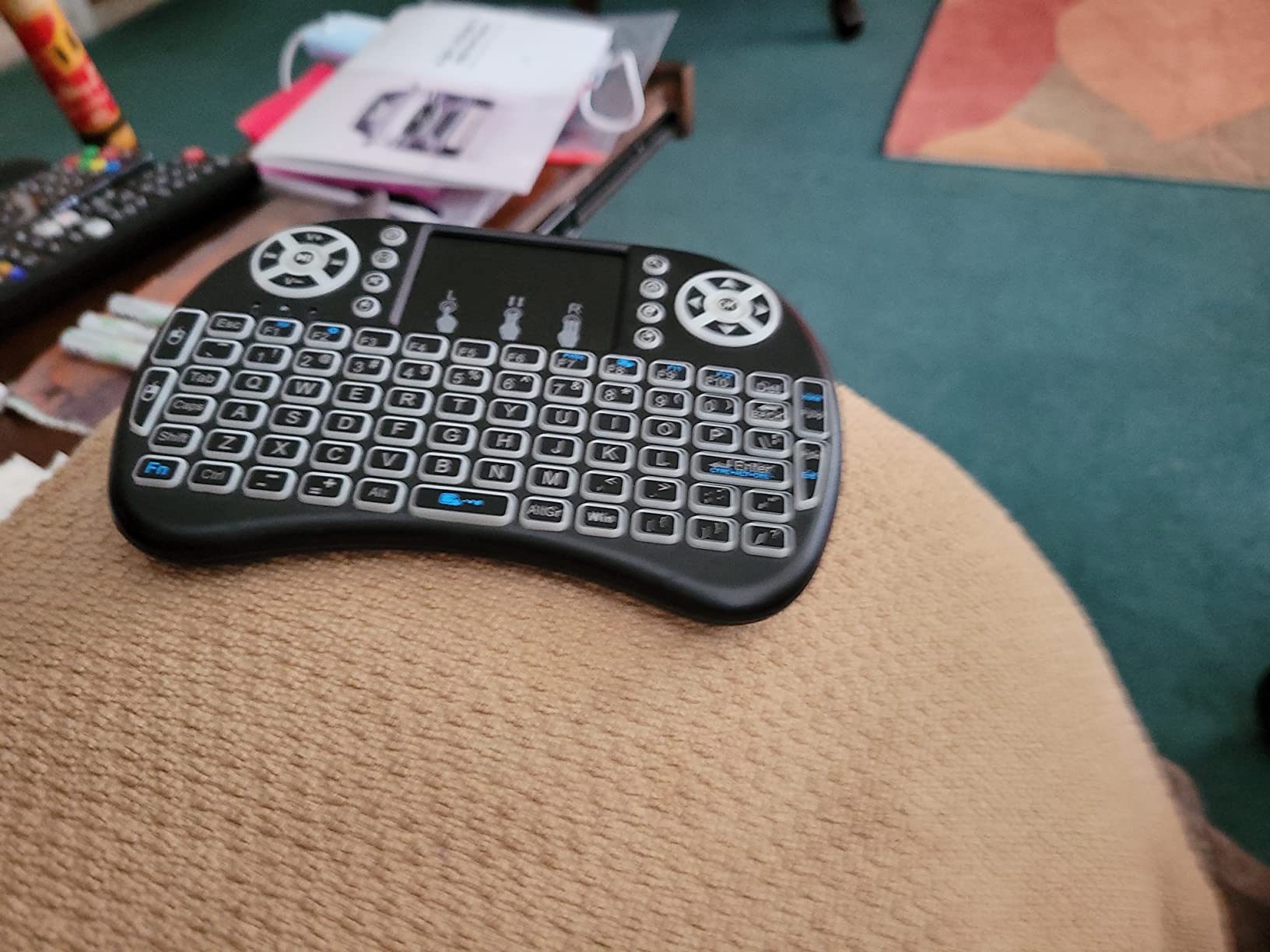 2.4G Mini Wireless Keyboard with Touchpad Mouse, Upgraded Multi BRG Backlight Memory, Portable Wireless Keyboard with USB Receiver Remote Control for Android Smart TV Box Pad Windows Mac:i8 customer photo 1
