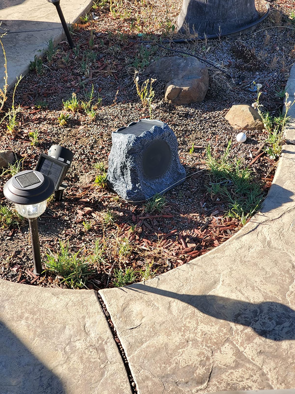 Victrola The Solar Rock Speakers Pair, 14 Hours PlayTime, IPX4 Rechargeable Solar Outdoor Bluetooth Speakers for Garden, Patio, Built for All Seasons, Wireless Music Streaming, Charcoal customer photo 1