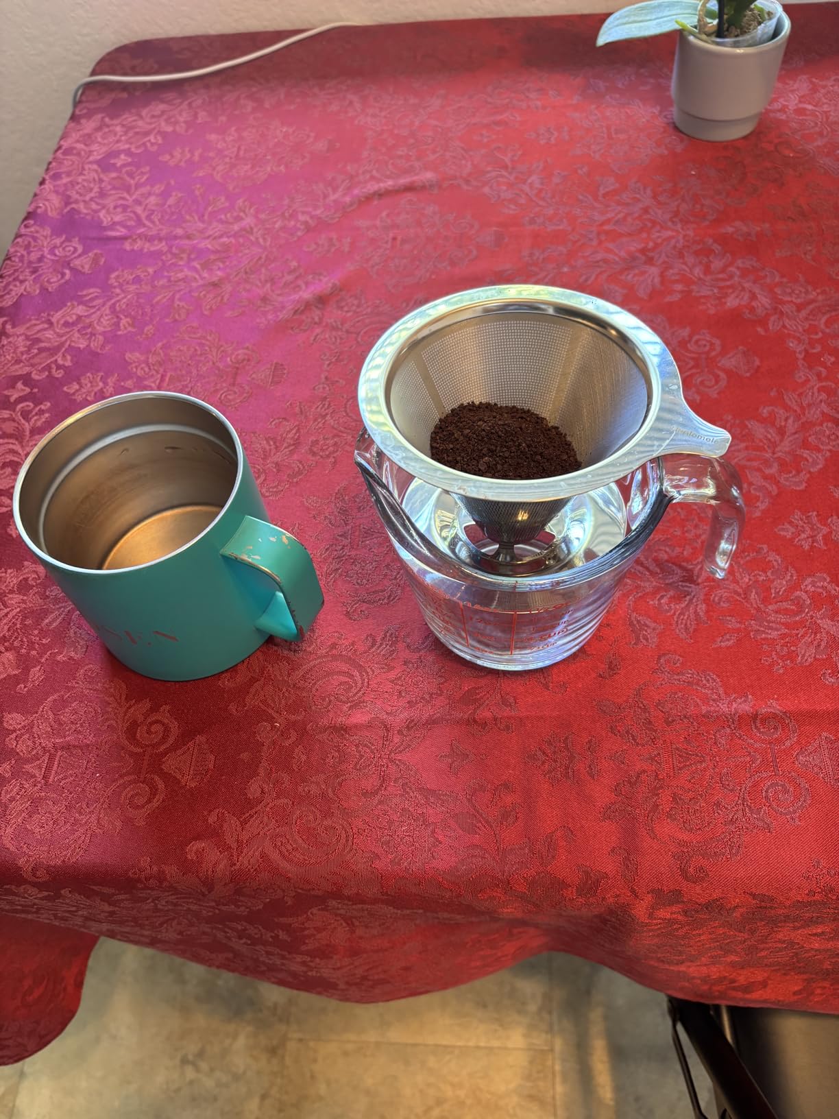Hanlomele Pour Over Coffee Dripper, Paperless Reusable Coffee Filter, Pour Over Coffee Maker for Single Cup Brew, Double Mesh Design of Stainless Steel Cone Filter for Perfect Extraction (1-2 Cup) customer photo 2