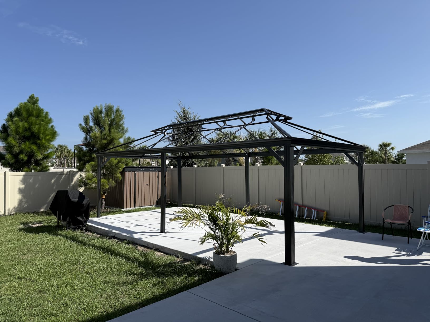 PURPLE LEAF Patio Gazebo 12' X 20' Built-in Drainage System, Gray customer photo 2