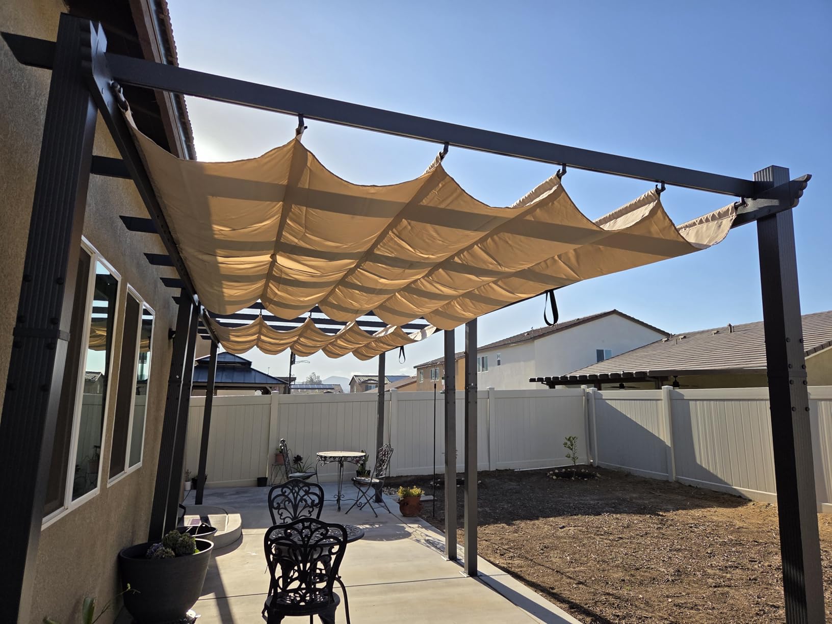 PURPLE LEAF Outdoor Retractable Pergola 10' X 12' Canopy Aluminum, Beige customer photo 2