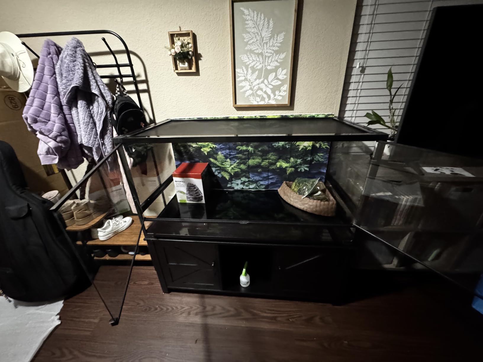 REPTI ZOO Collapsible 120 Gallon Reptile Tank, Tempered Glass Large Reptile Terrarium 48