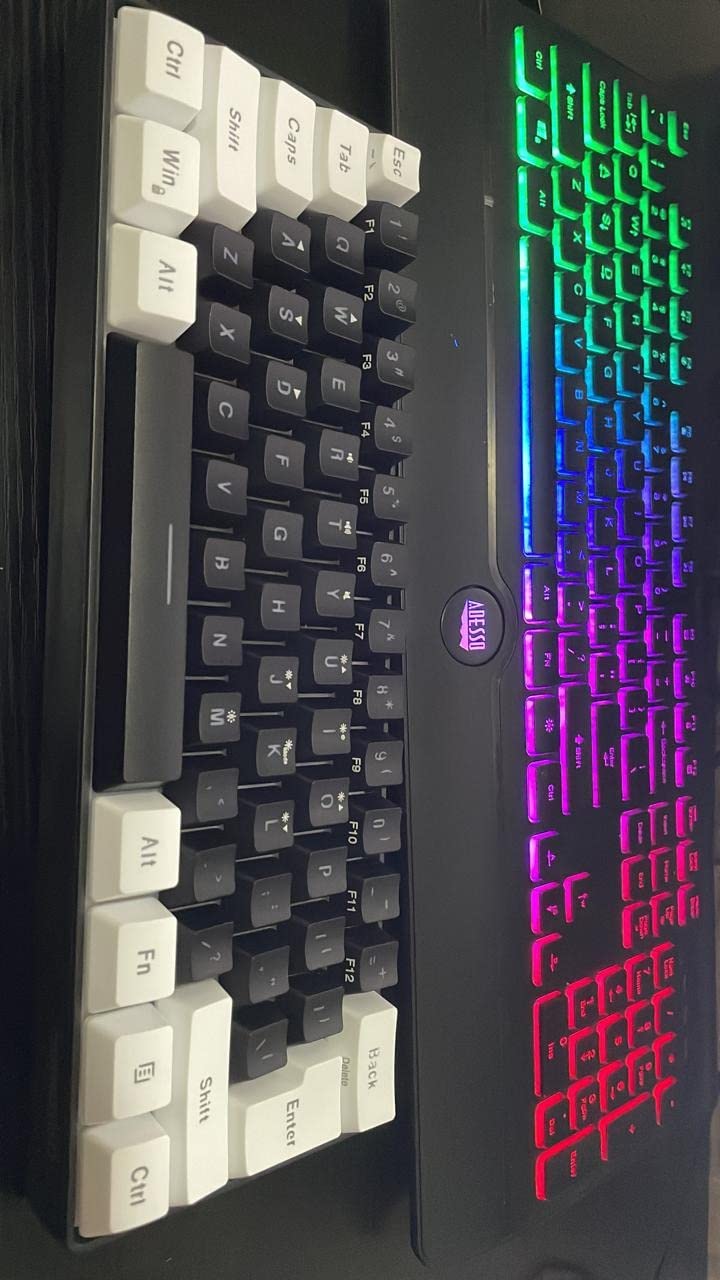 Snpurdiri 60% Wired Gaming Keyboard, Small RGB Backlit Membrane Gaming Keyboard, Ultra-Compact Mini Waterproof Keyboard for PC Computer Gamer White and Black customer photo 1