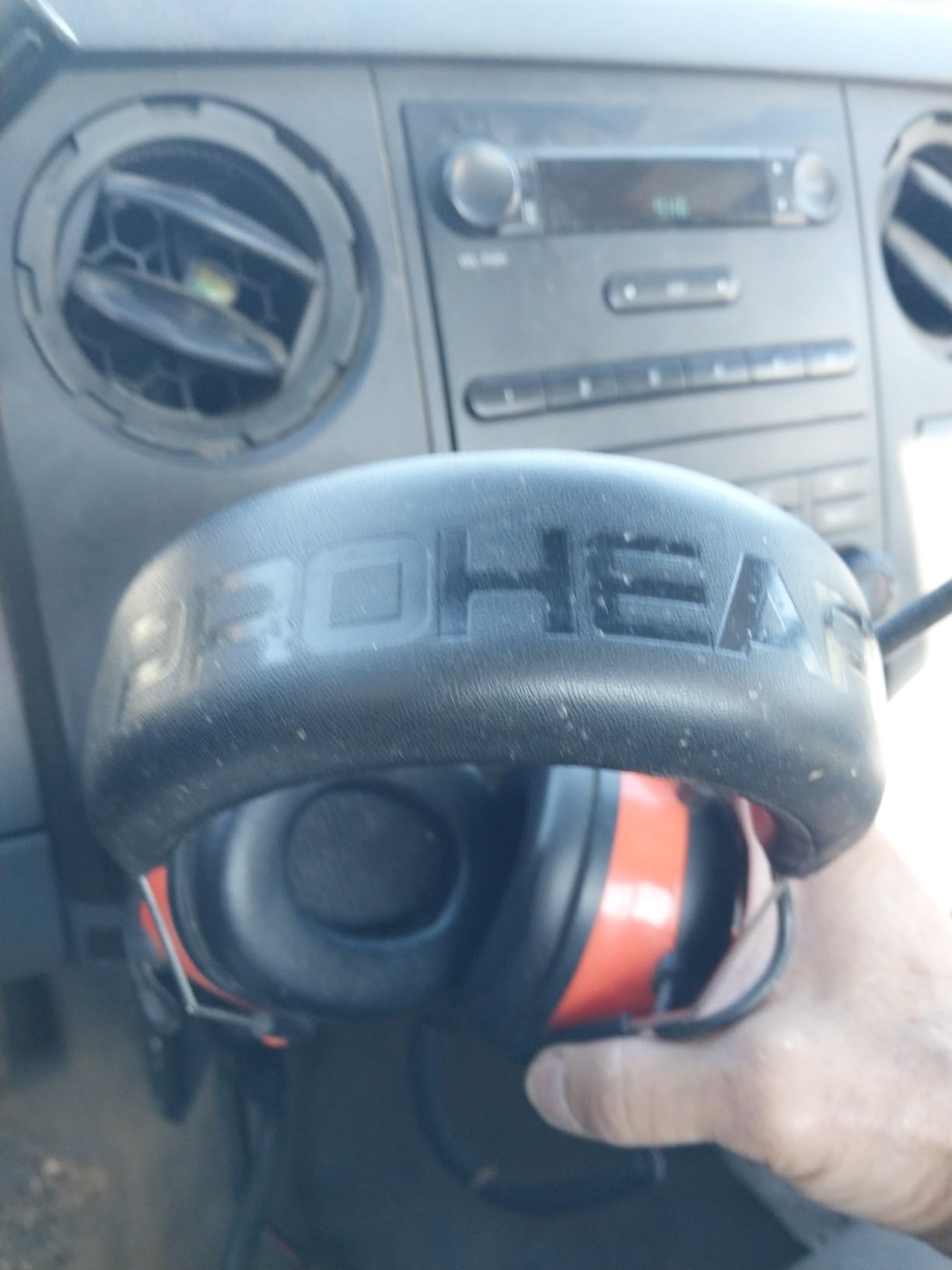 PROHEAR 027 AM FM Radio Headphones with Digital Display, 25dB NRR, Safety Ear Protection Earmuffs for Mowing, Snowblowing, Construction, Work Shops - Orange customer photo 2