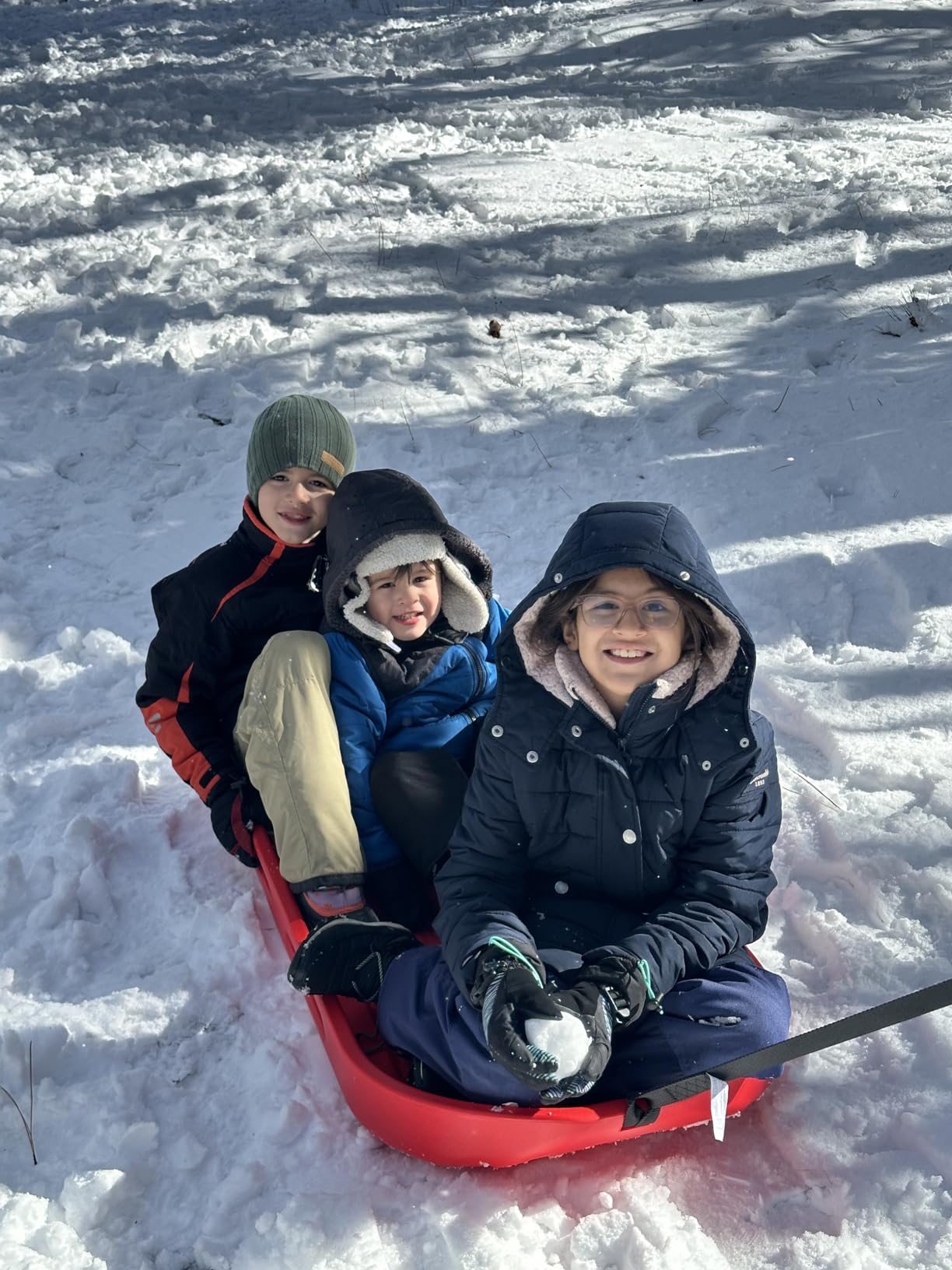 GoSports 2 Person Premium Snow Sled - Choose Red or Blue - Double Walled Construction, Pull Strap and Padded Seat customer photo 1