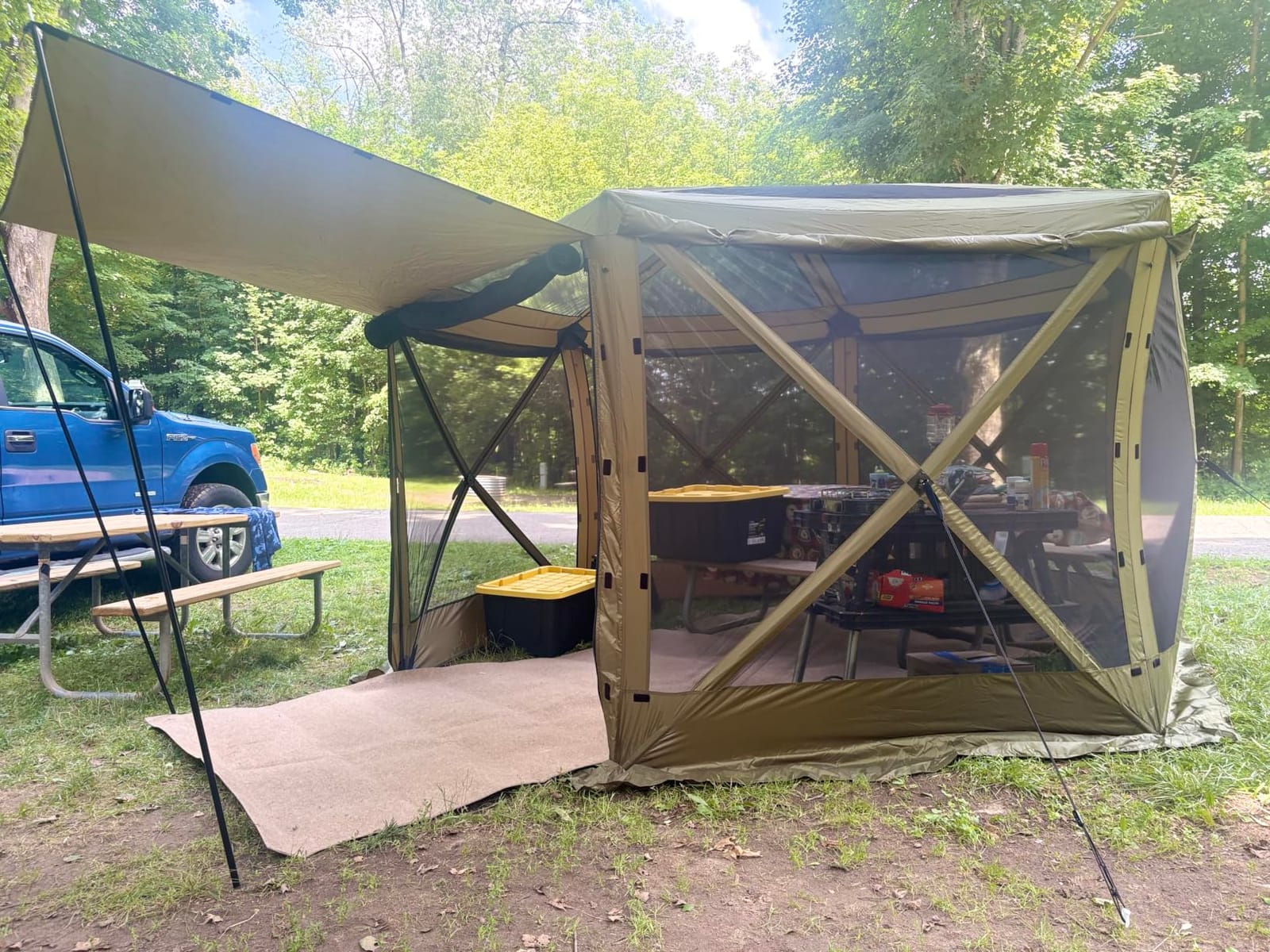 VEVOR Camping Gazebo Screen Tent, 12x12ft, Brown/Beige customer photo 2