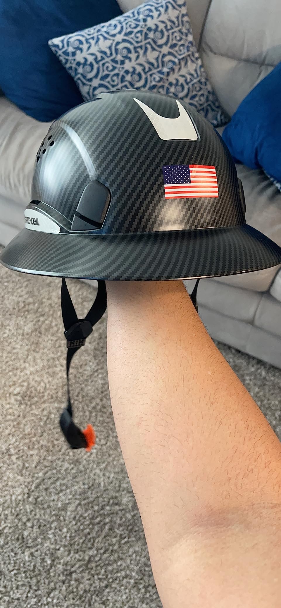 GREEN DEVIL Full Brim Hard Hat Vented Construction Safety Helmet OSHA Approved Cascos De Construccion ABS Work Hardhat for Men&Women 6 Point Adjustable Ratchet Suspension Custom Pattern Design customer photo 1