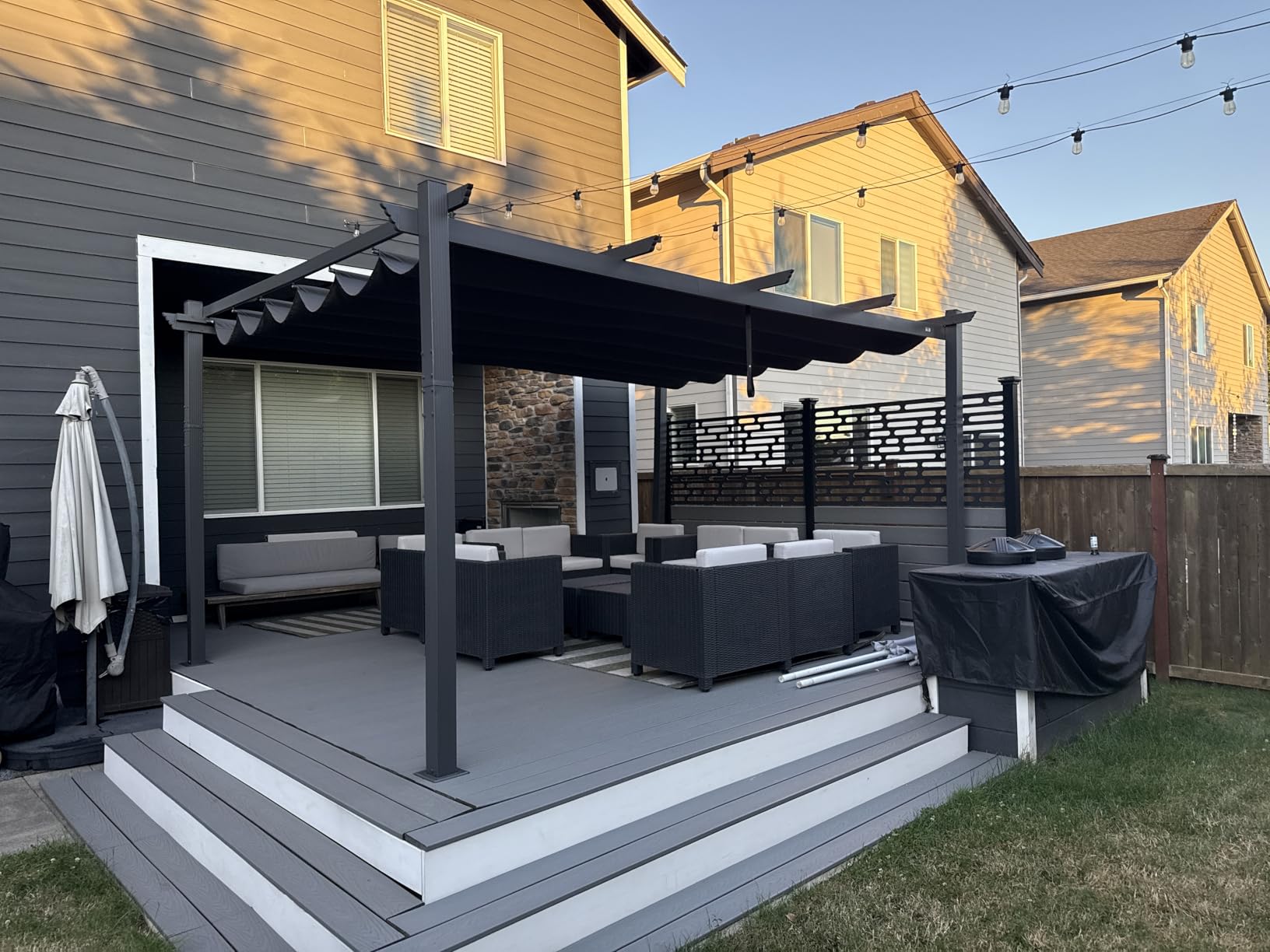 PURPLE LEAF Outdoor Pergola 12' X 16' Retractable Canopy Aluminum, Gray customer photo 1