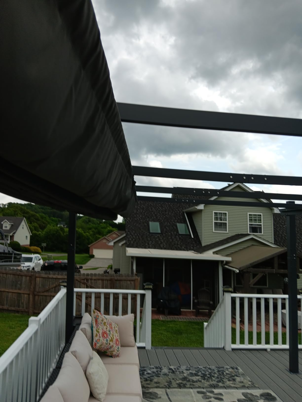 PURPLE LEAF Outdoor Pergola 12' X 16' Retractable Canopy Aluminum, Gray customer photo 2