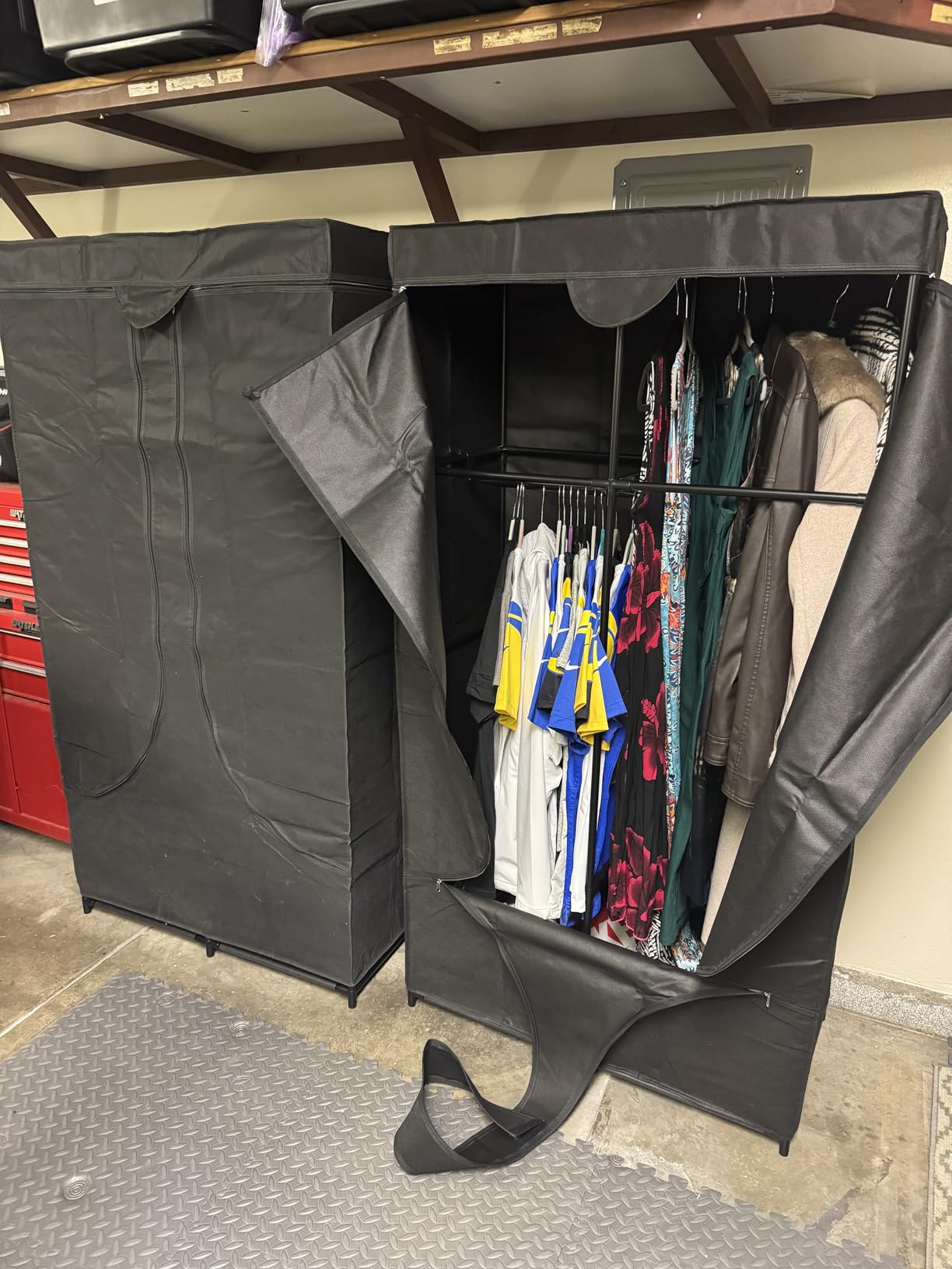 SORCEDAS Wardrobe Closet with Hanging Rods and Shelves for Clothes Storage customer photo 2