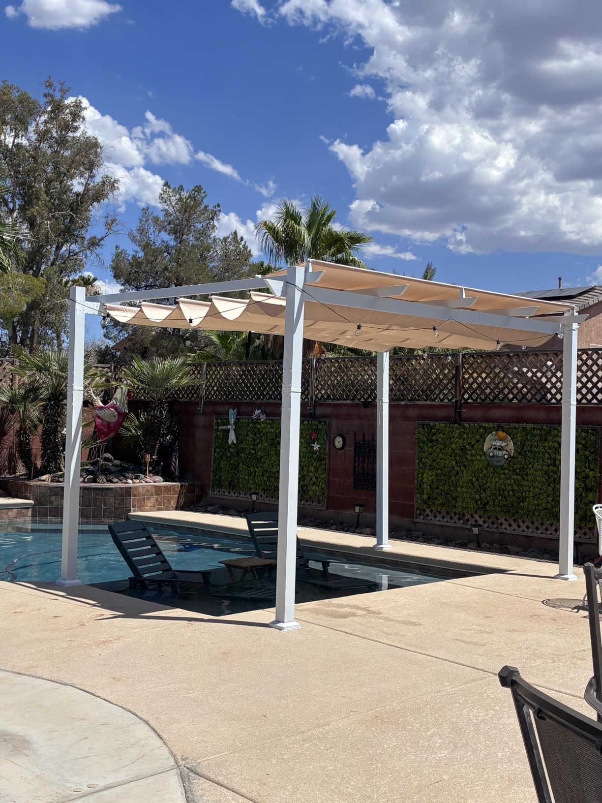 PURPLE LEAF Retractable Pergola 10' x 13' White Pergola, Extra Canopy, Grey customer photo 1