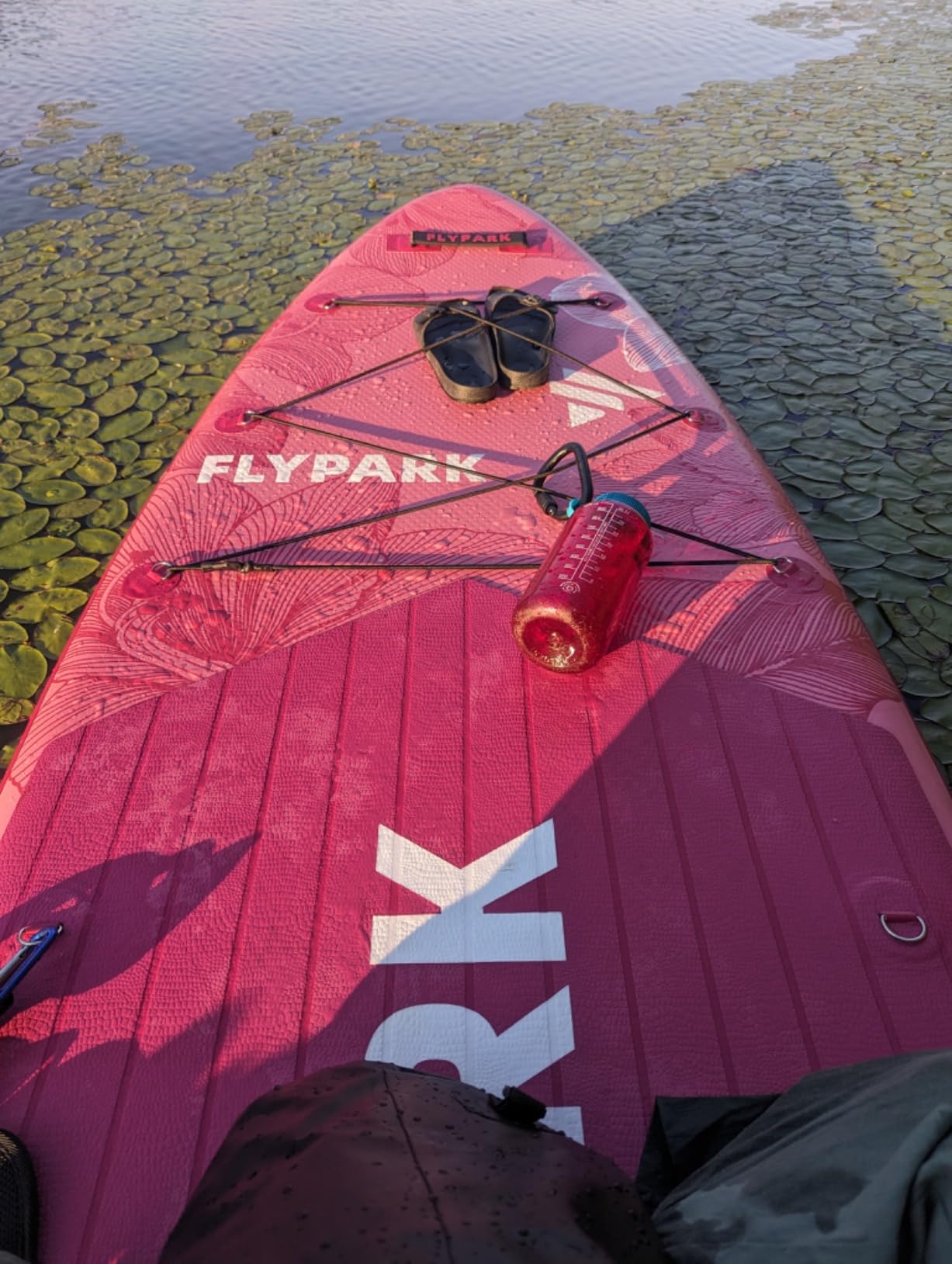 Flypark 11'x34 Inflatable Paddle Boards, Extra Wide SUP for 420lbs/3Adults, Yoga Stand Up Paddle Board, 110L Backpack, 15 D-Rings, Shoulder Strap, US-Fin, 2-Action Pump customer photo 2