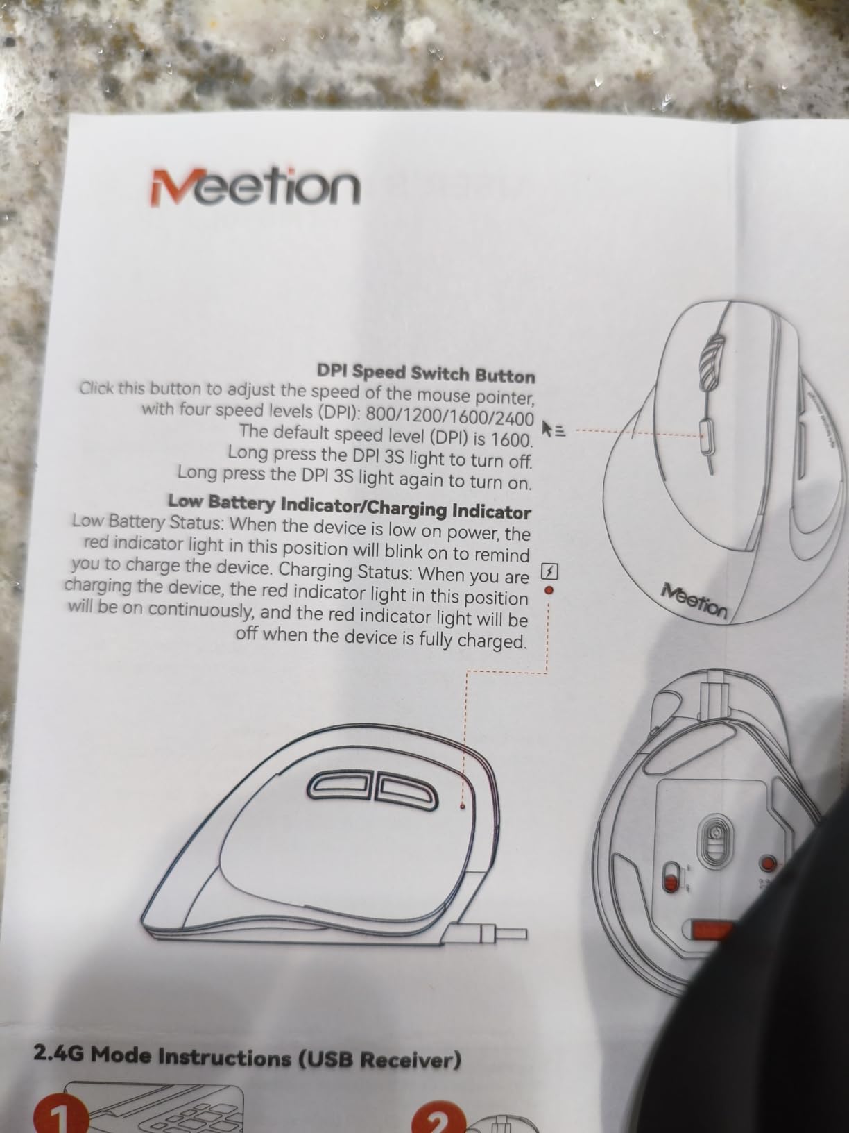 MEETION Ergonomic Wireless Vertical Mouse, Rechargeable, Black customer photo 2