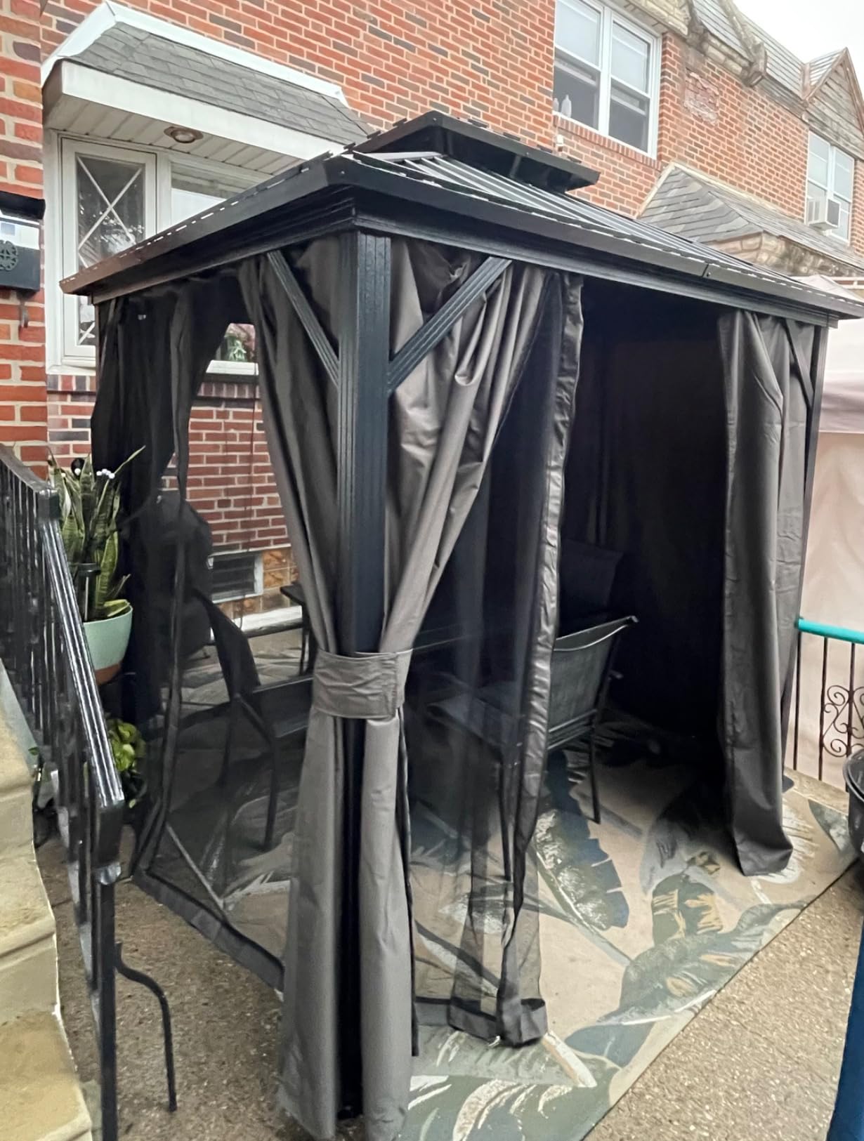 ABCCANOPY Hardtop Gazebo 8x8 - Outdoor Metal Hard Top Gazebo, Permanent Galvanized Steel Aluminum Framed Pavilion with Netting and Curtain for Patio Backyard Lawn Garden (Double Roof, Gray) customer photo 1