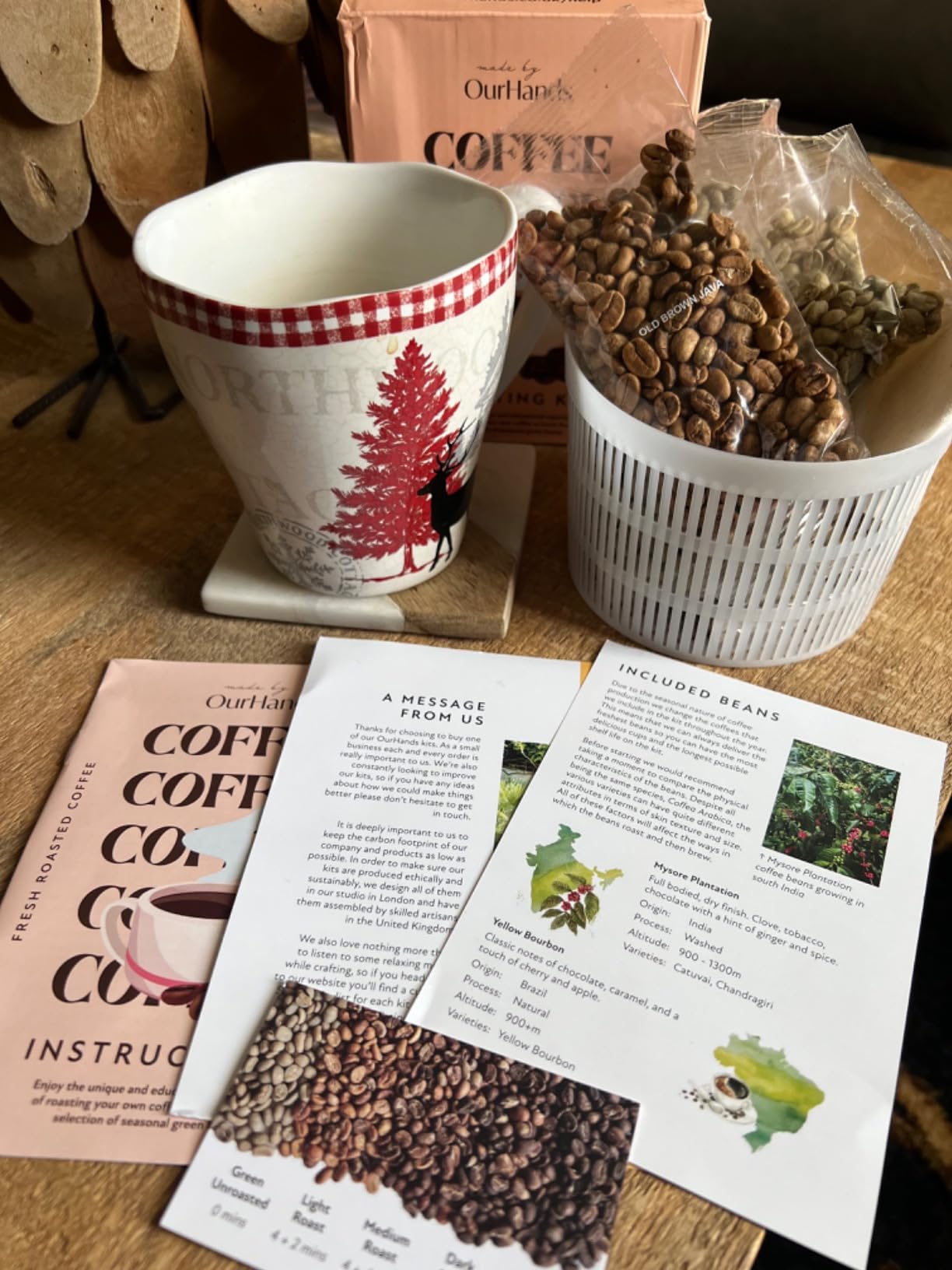 Coffee Roasting Kit by OurHands - Learn to Roast Green Coffee at Home with Your Oven - Includes 6 Varieties of Unroasted Coffee, Detailed Instructions and Coffee Roasting Tools customer photo 2