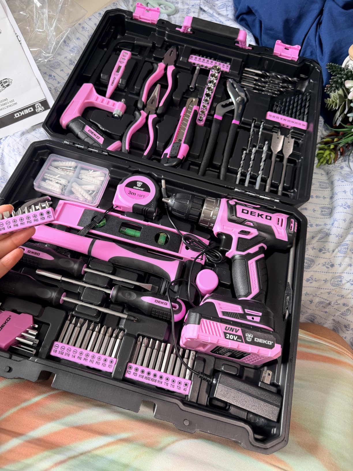 Cordless Drill Tool Kit Set: 20V Power Drill Tool Box with Battery Electric Drill Driver for Men Home Hand Repair Basic Toolbox Tools Sets Drills Case customer photo 2