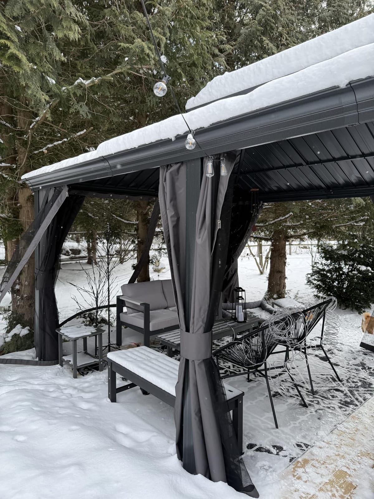 Domi 12x12 Hardtop Gazebo Aluminum Frame, for Outdoor Patios, Grey customer photo 2