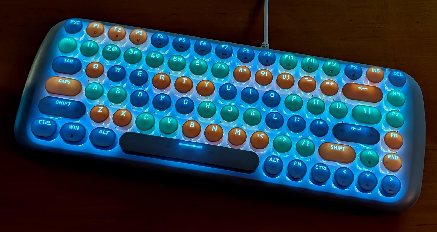Lomiluskr Cute Colorful Wired Mechanical Keyboard for Girls and Kids, Round Keycaps, Compact 84 Keys, 10 Lighting Effects White Backlit, Pink Switch (Purple) customer photo 2