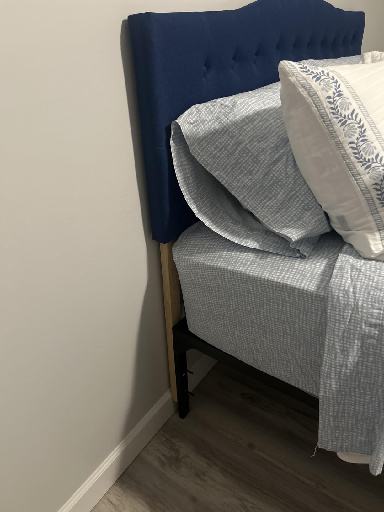 Tufted Headboard King Size, Solid Wood Adjustable Height Head Board, Beige customer photo 1