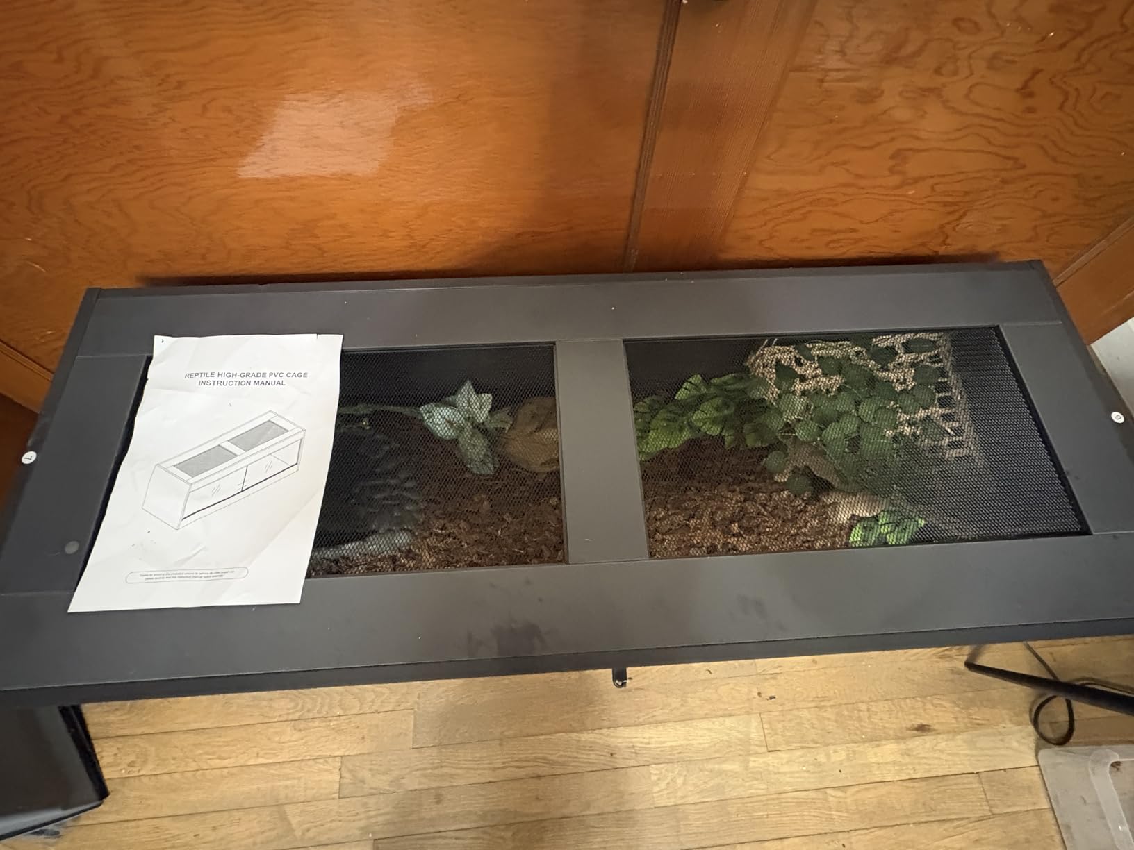 REPTI ZOO 120 Gallon PVC Reptile Tank Terrarium, 48x24x24 Reptile Terrarium for Ball Python Snake Bearded Dragon Gecko, Large Reptile Glass Tank with Sliding Door & Screen Ventilation customer photo 2