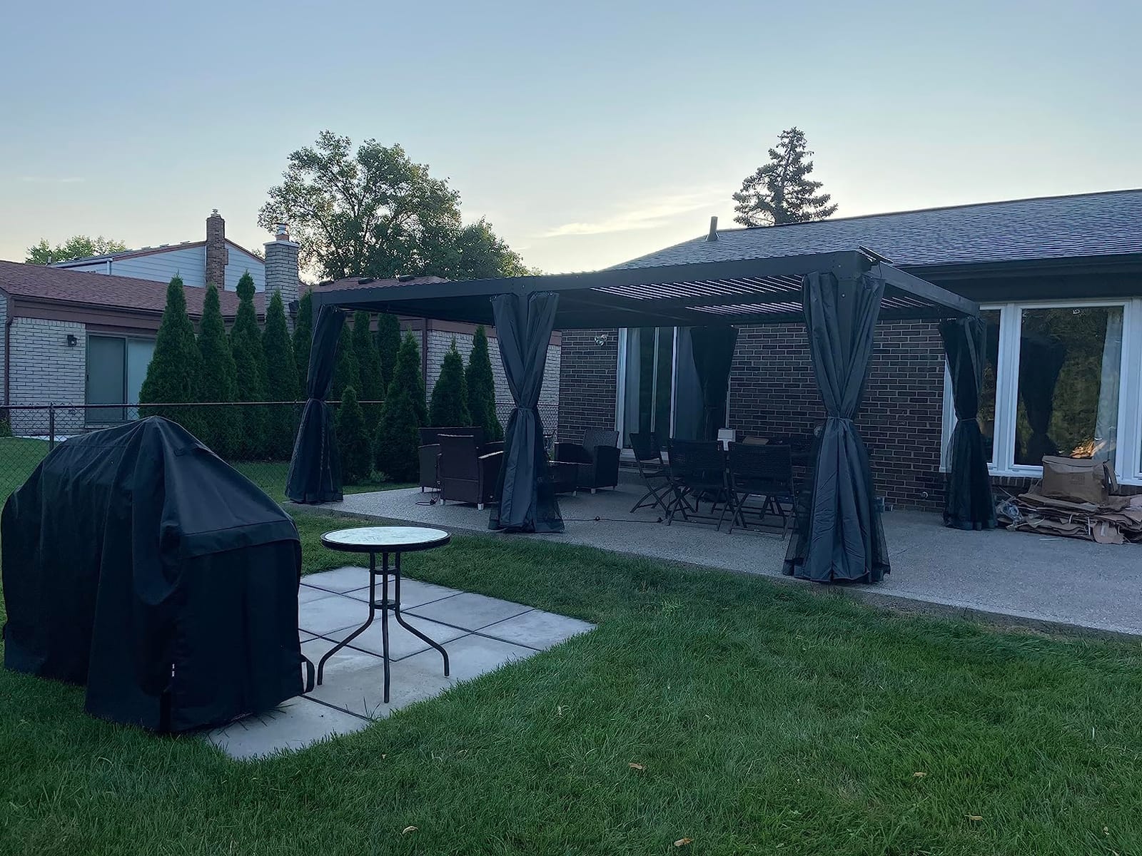 YOLENY Louvered Pergola 12x24, All Aluminum Pergola with Adjustable Rainproof Roof, Outdoor Pergola with Curtains and Nets for Patio & Garden, White customer photo 2