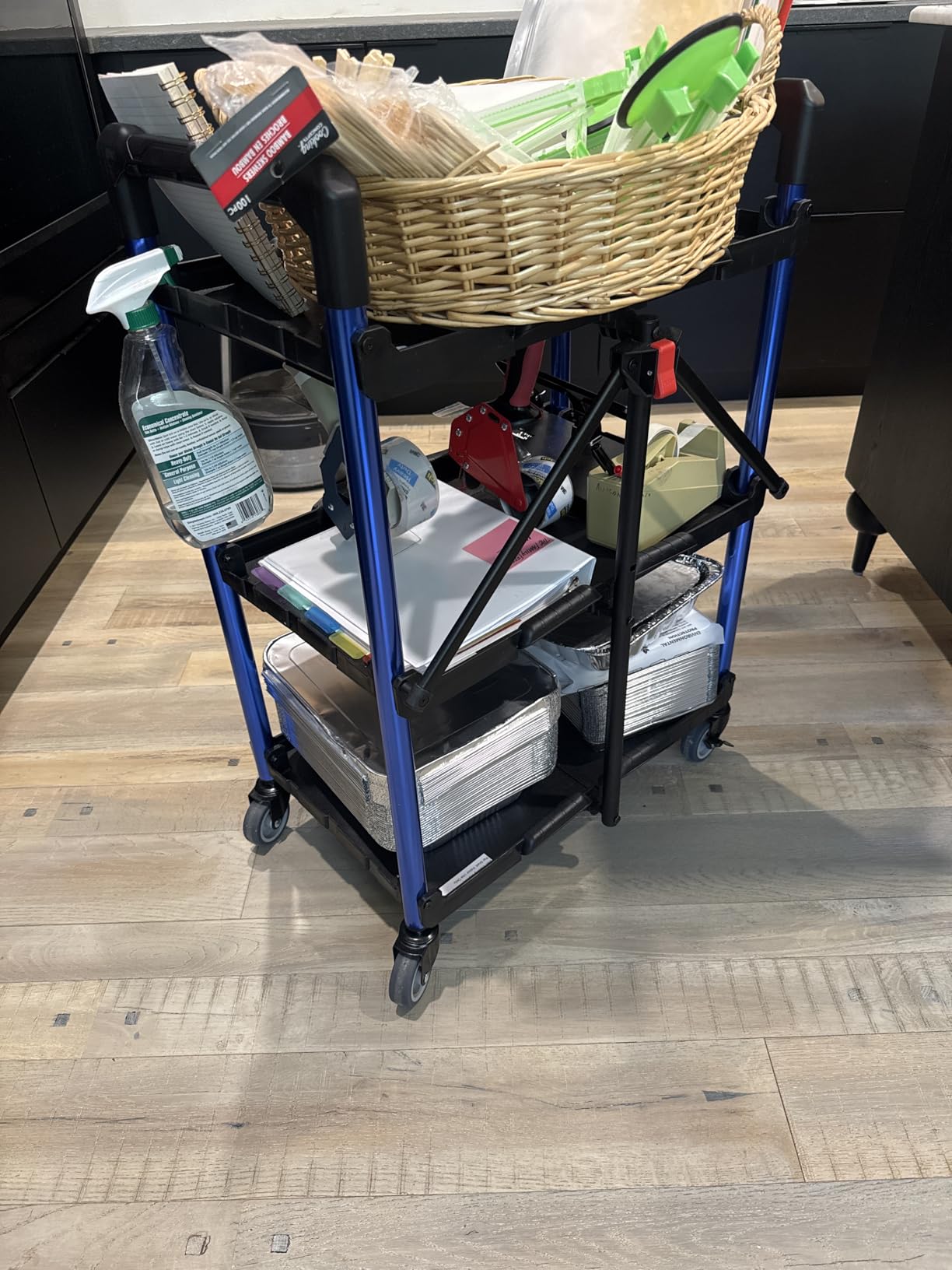 WORKPRO 3-Tier Collapsible Utility Cart, 210 LBS Cart with Wheels customer photo 2