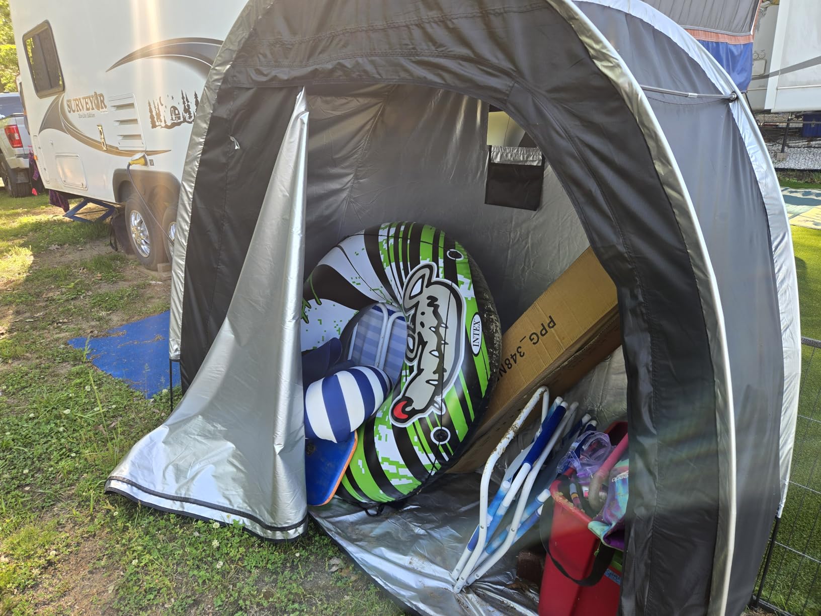 Bike Storage Tent, PU5000 Waterproof Outdoor Shed for 4 Bikes customer photo 2