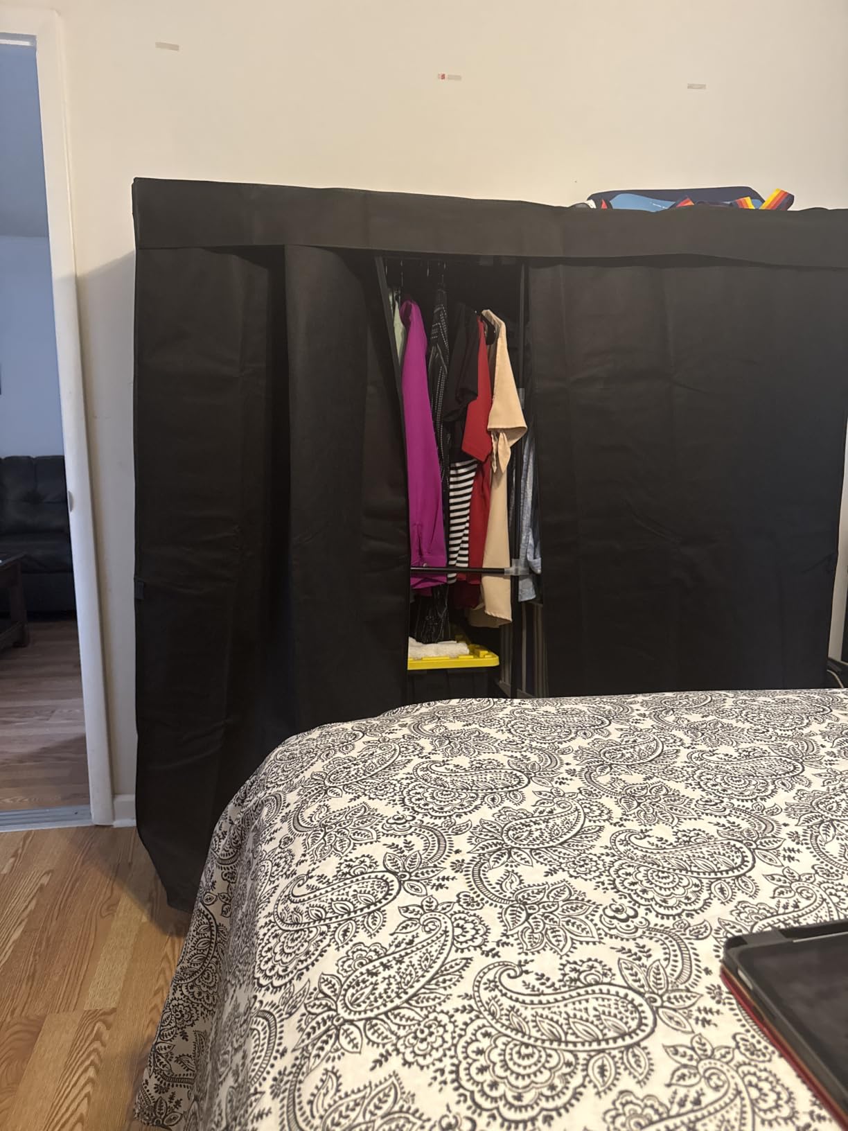 VTRIN Portable Closet Wardrobe for Hanging Clothes Closet with Cover, 3 Hanging rods, 6 Storage Shelves and Side Pocket, Diameter 19mm Metal Pipe, Sturdy Free Standing Closet for Bedroom customer photo 1