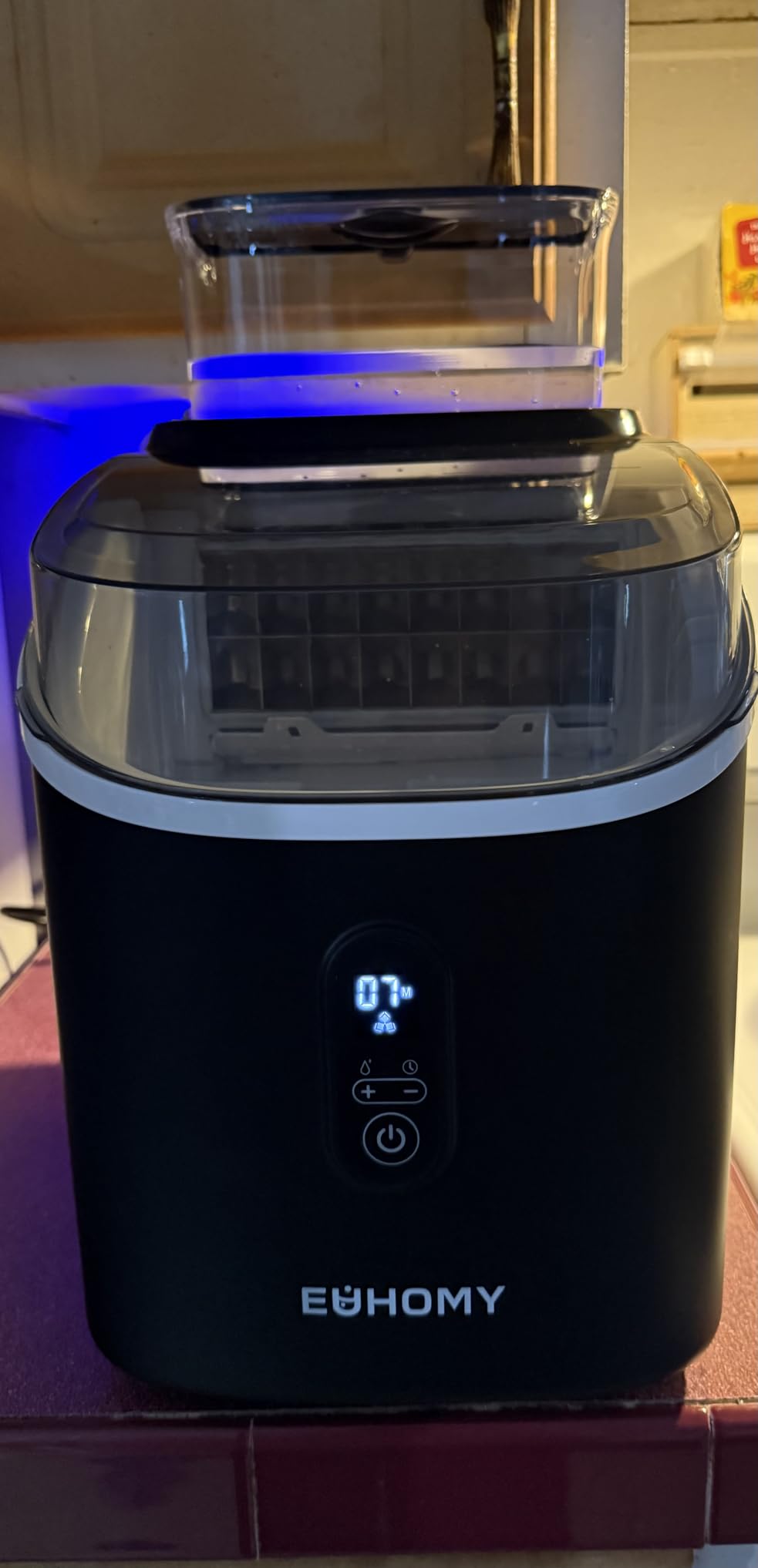 EUHOMY Clear Ice Cube Maker Countertop with 1.5L Top Tank, 34Lbs/Day customer photo 2