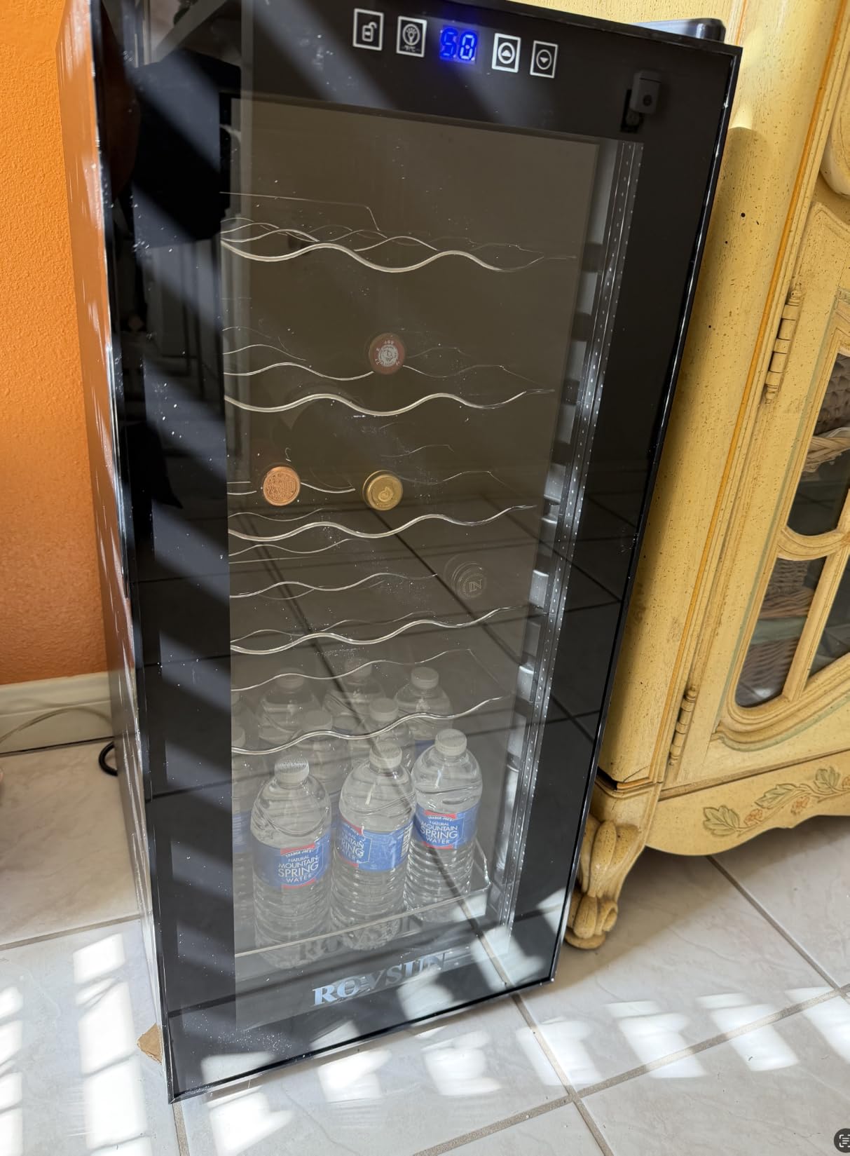 ROVSUN 33 Bottle Wine Fridge, Dual Zone Wine and Beverage Refrigerator with Independent Temp Control & LED Control Panel, Freestanding Wine Cooler Chiller for Red White Wine, Champagne, Beer customer photo 2