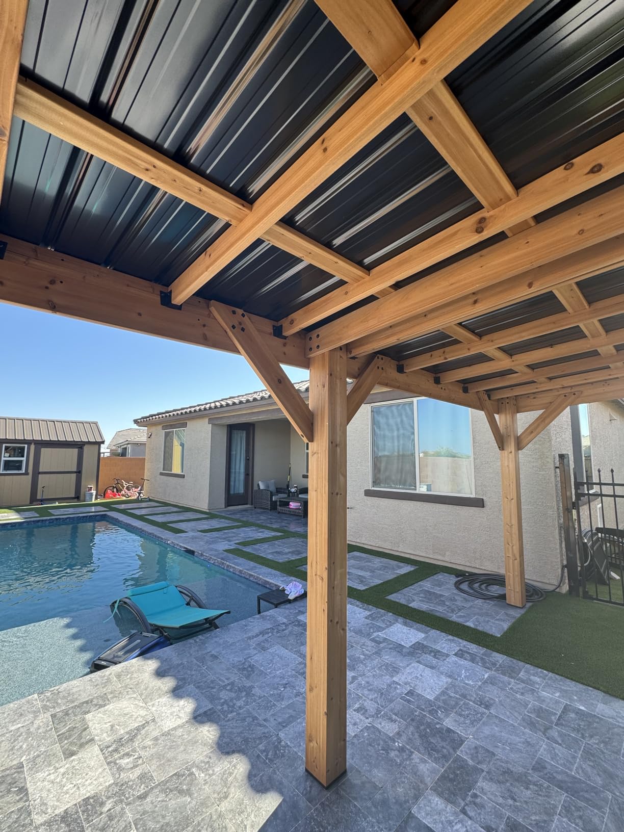 Backyard Discovery Arcadia 24' x 12' Cedar Wood Outdoor Gazebo Pavilion with Hardtop Galvanized Steel Slope Roof, Snow Support, Wind Resistance, PowerPort, Shade for Garden, Patio, Deck, Entertaining customer photo 2