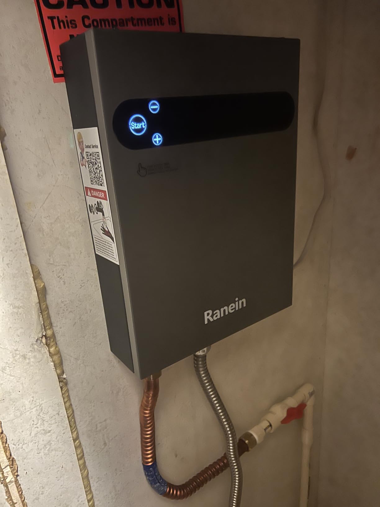Ranein 13kW Tankless Electric Water Heater, Max 3.1 GPM, 240V, LED Display customer photo 2