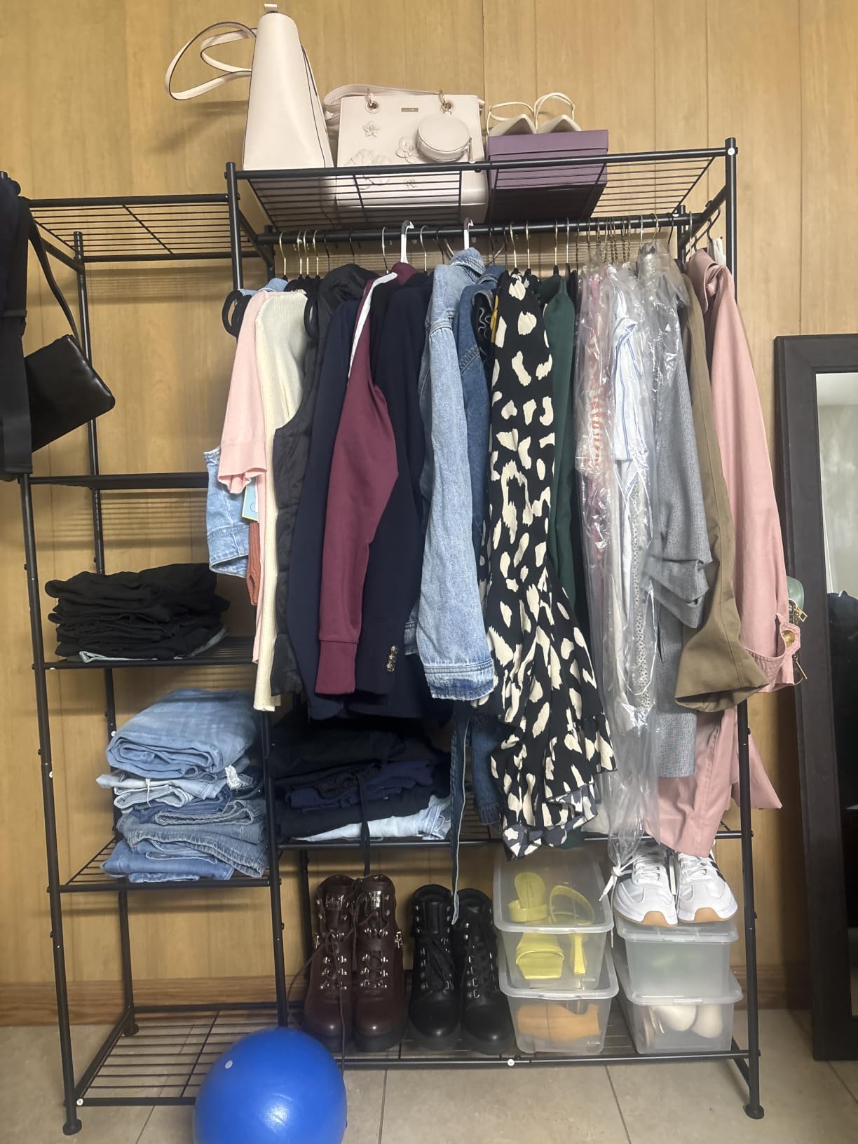 HOMIDEC Wardrobe Closet,Portable Clothes Rack with 4 Tiers Shelves customer photo 1