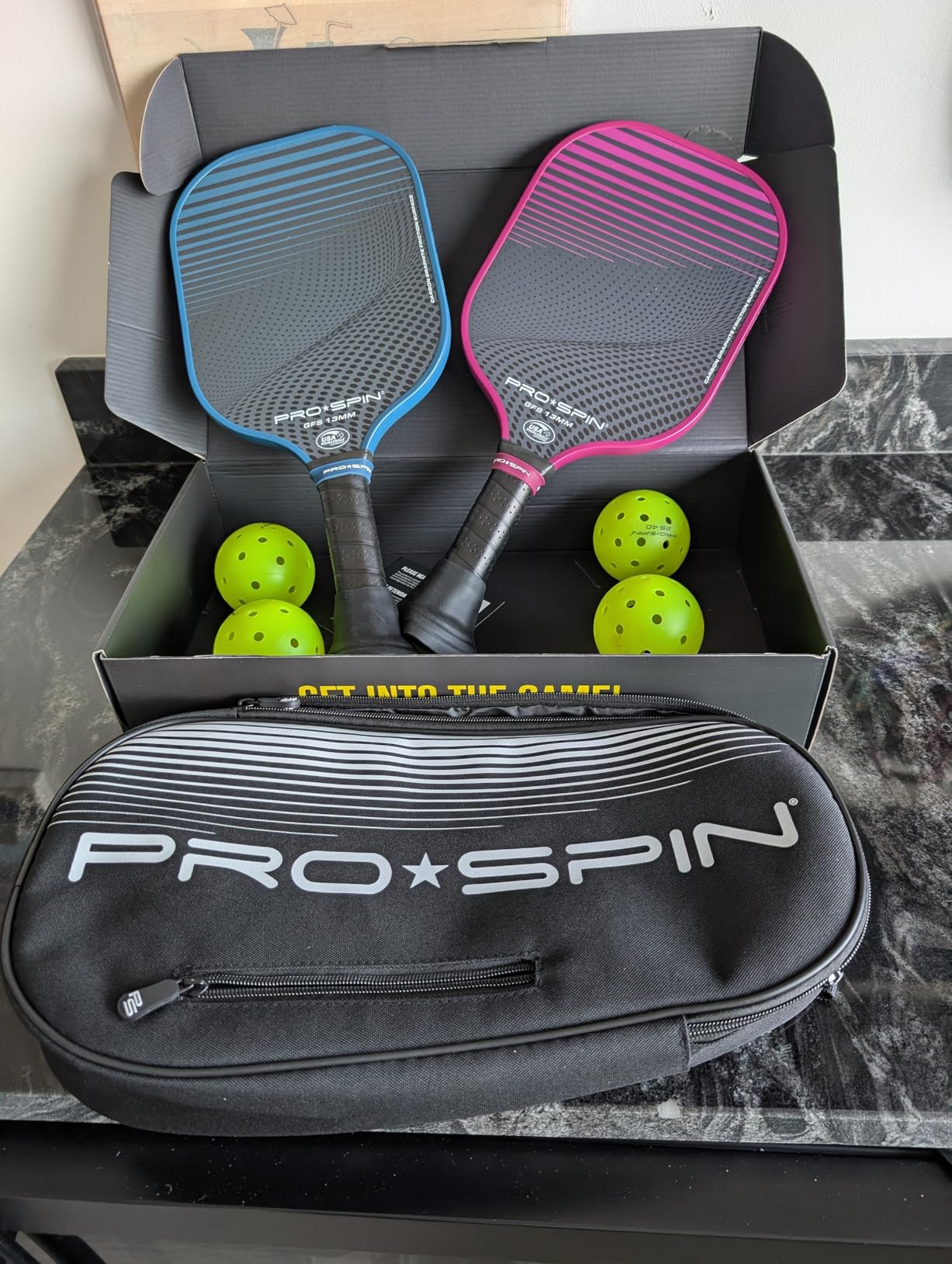 PRO-SPIN Carbon Fiber Pickleball Paddles Set of 2 | Lightweight Pickleball Set with Indoor/Outdoor Balls and Bag – Durable Pickle Ball Paddle Gift for Men, Women & Families customer photo 2