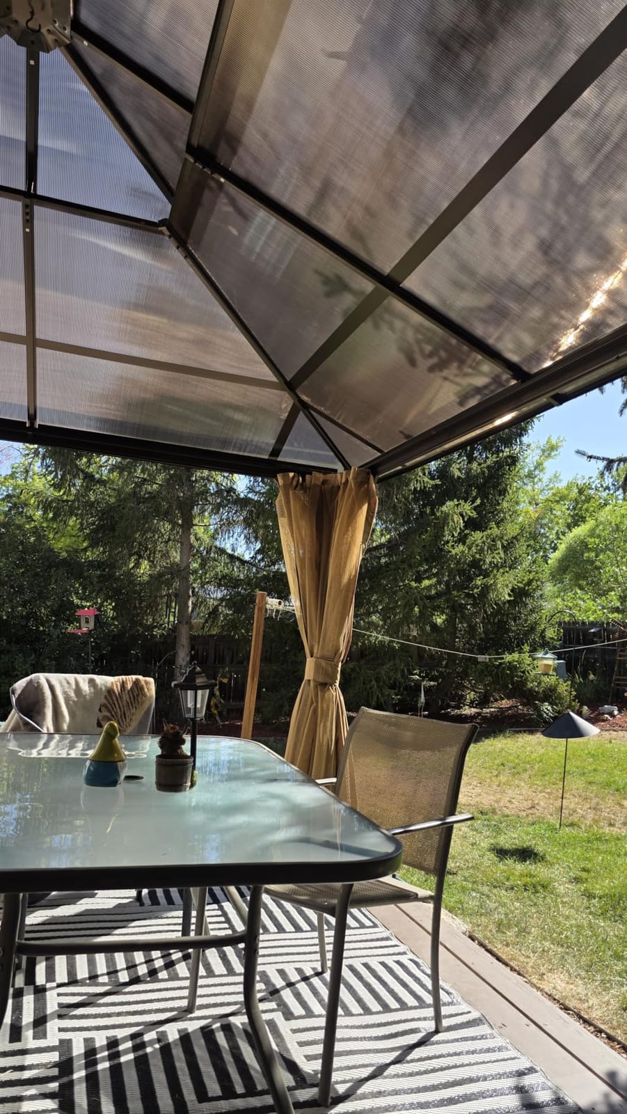 Aoxun 12'x12' Hardtop Gazebo with Polycarbonate Double Roof, Brown customer photo 2