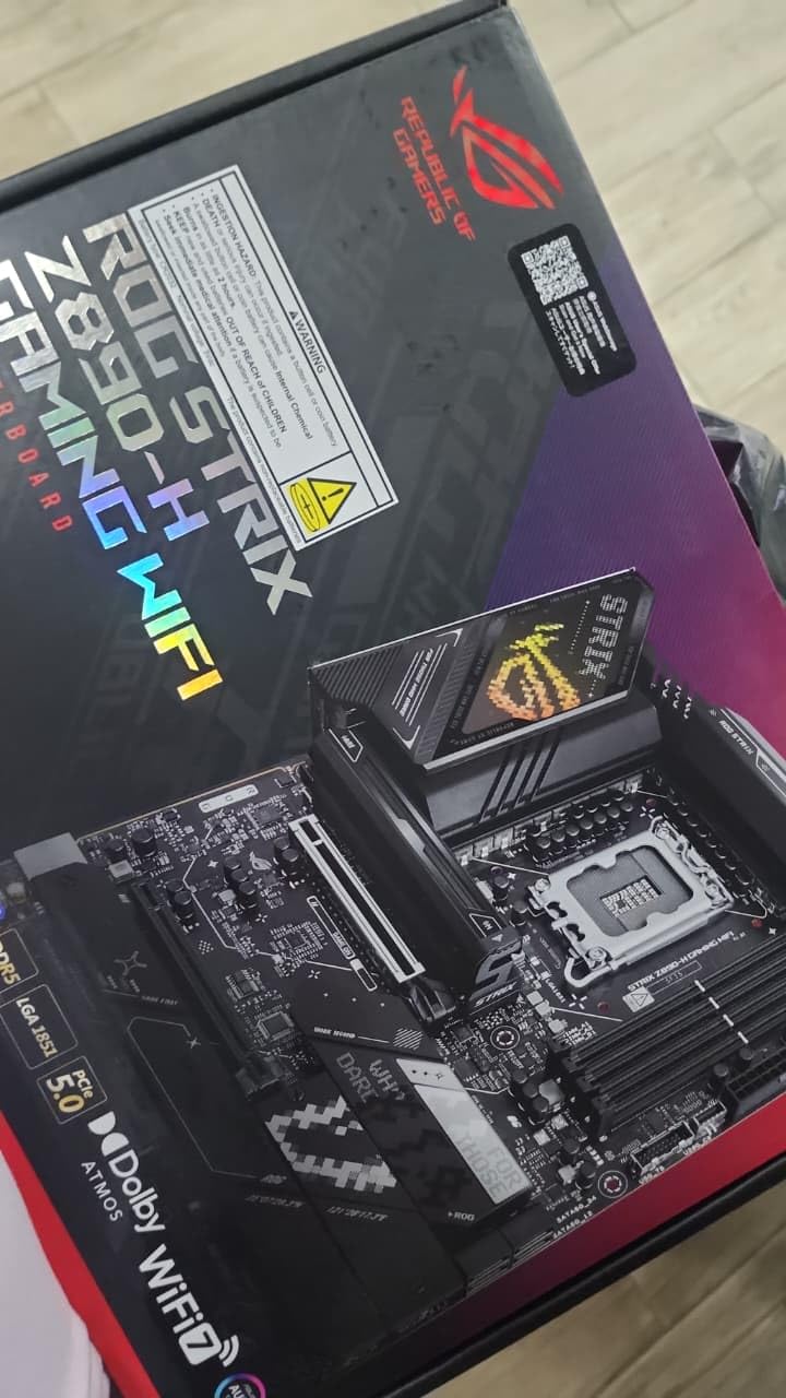 ASUS ROG Strix Z890-H Gaming WiFi Z890 LGA 1851 ATX Motherboard, Intel® Core™ Ultra Series 2 Ready, Advanced AI PC-Ready, 16+2+1+2 Stages, DDR5, 5Gb LAN, WiFi 7, 4X M.2, PCIe 5.0, USB Type-C®, AI OC customer photo 1