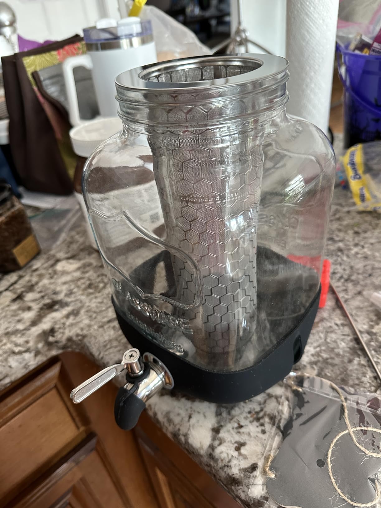 Cold Brew Coffee Maker, 1 Gallon Iced Coffee Maker With Stainless Steel Filter, Heavy Duty Glass Cold Brew Pitcher With Stainless Steel Spigot, Mason Jar Cold Brew Coffee Maker Fast Iced Tea Maker customer photo 1