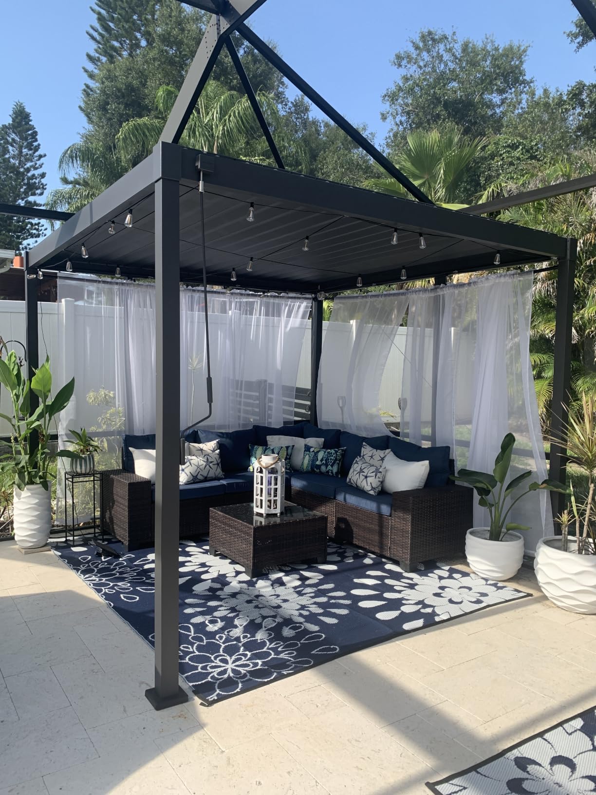 MIRADOR 80S 10'x10' Metal Louvered Pergola with 10FT Shade Screen for Outdoor,Deck,Lawn,Garden,Backyard and Patio,Charcoal customer photo 1