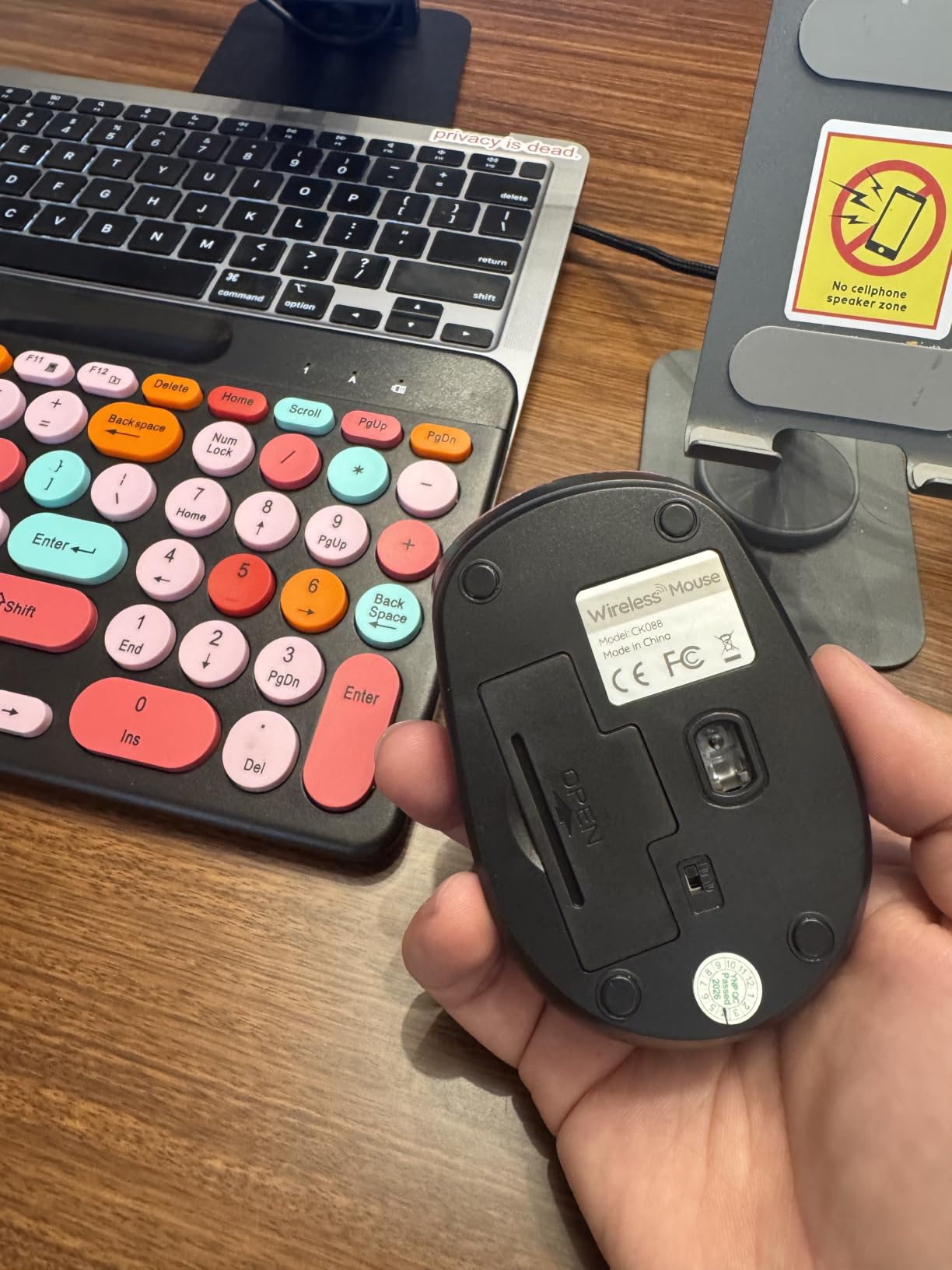 Colorful Wireless Keyboard and Mouse Combo - Round Keycaps, 2.4GHz Retro Typewriter Keyboard with Number Pad, Cute Compact USB Keyboard and Mouse for Computer PC Desktop Laptop (Pink & Black Colorful) customer photo 2