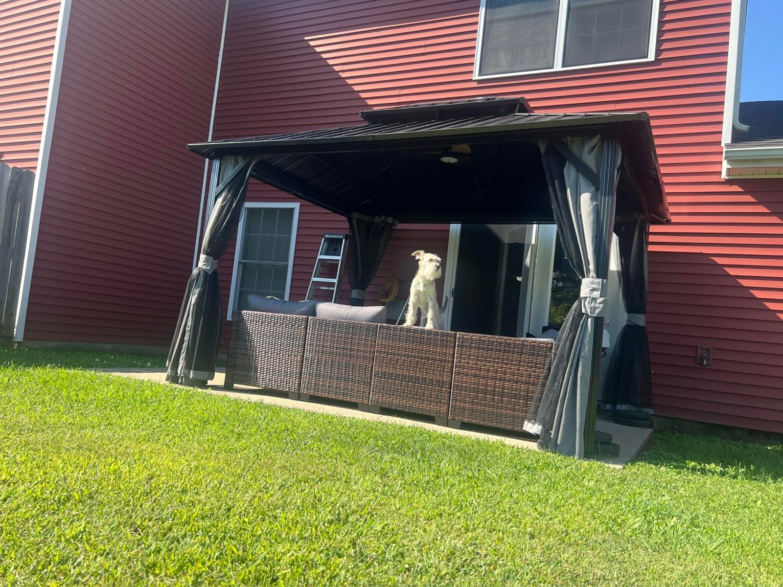 Aoxun Gazebo 12x16 Hardtop Gazebo with Double Galvanized Steel Roof, Brown customer photo 1