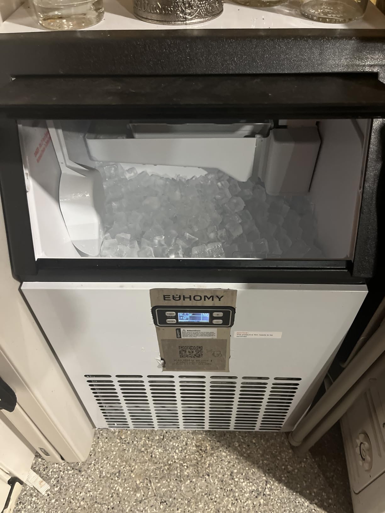 EUHOMY Under Counter Ice Maker with Drain Pump, 110 lbs/24H Commercial Ice Machine, Stainless Steel Ice Maker with 33 lbs Storage Bin, Freestanding Ice Maker for Home/Bar/Cafe/Restaurant customer photo 1