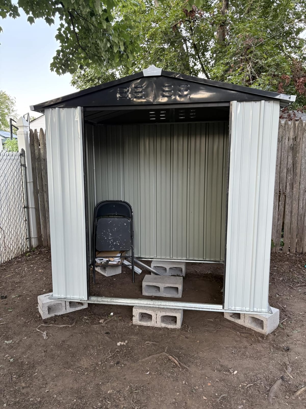 JUMMICO 8x8 FT Outdoor Storage Shed, Tool Metal Sheds, Black customer photo 2